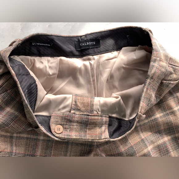 Talbots Hampshire Ankle Lined Wool Blend Lux Plaid Pants 12 - Picture 6 of 10